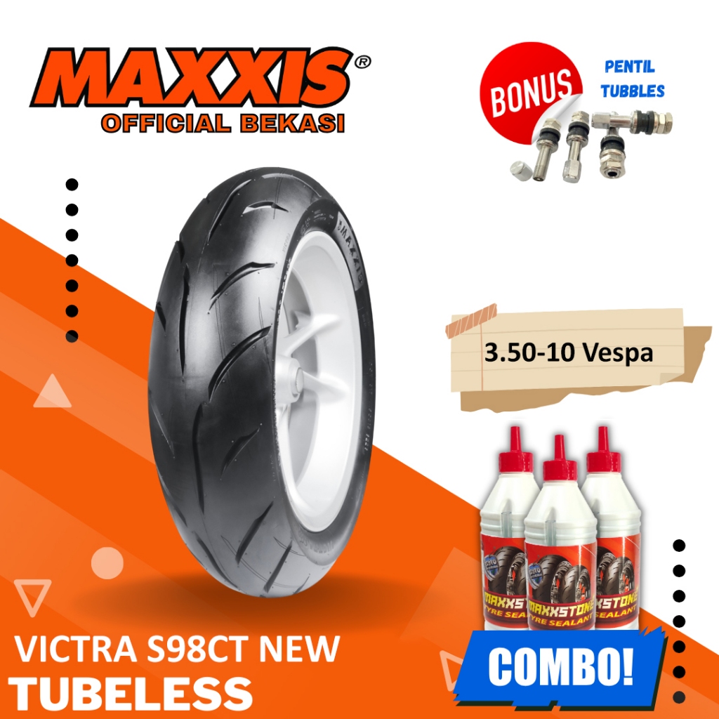 [READY COD] BAN MAXXIS RING 10 VICTRA 98 CT TUBELESS 3.50-10 VESPA CLASIC / BAN MOTOR VESPA CLASIC M