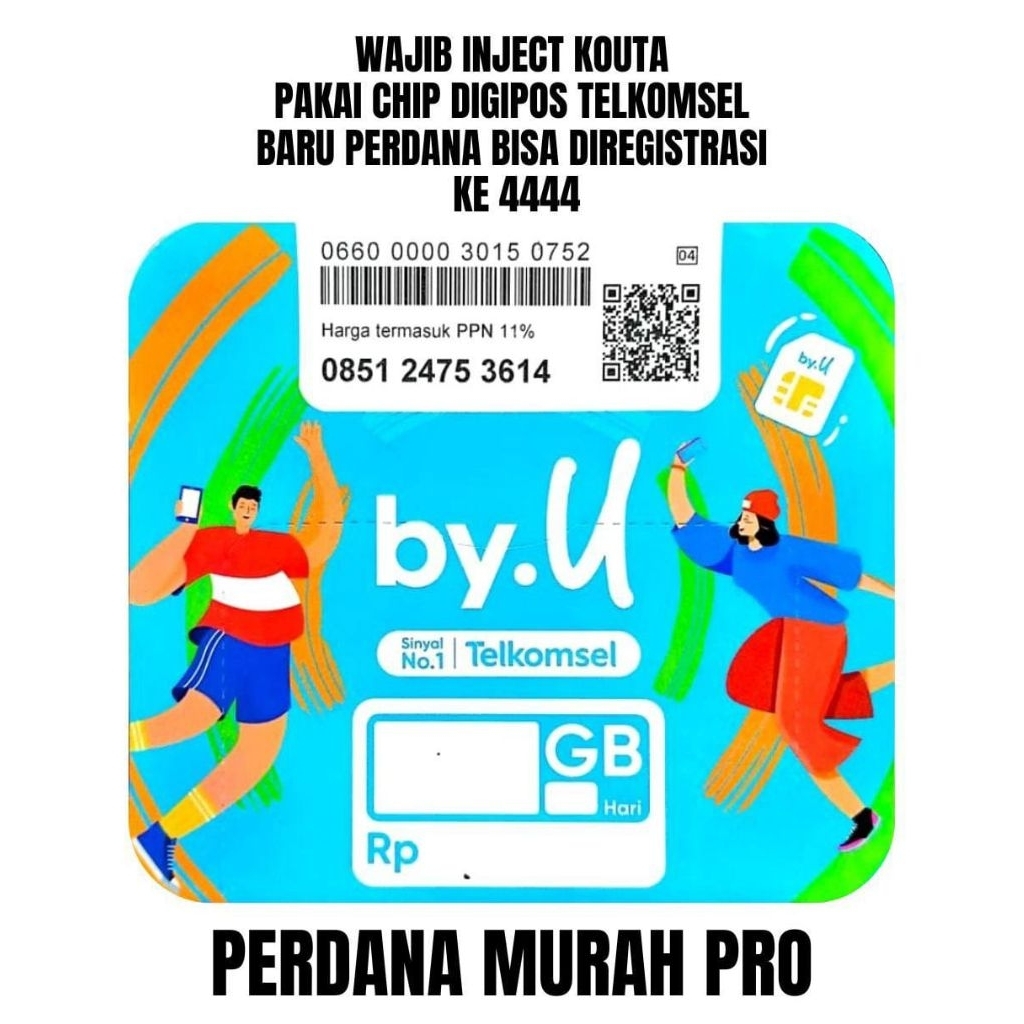 perdana telkomsel BY.U (wajib inject kuota)