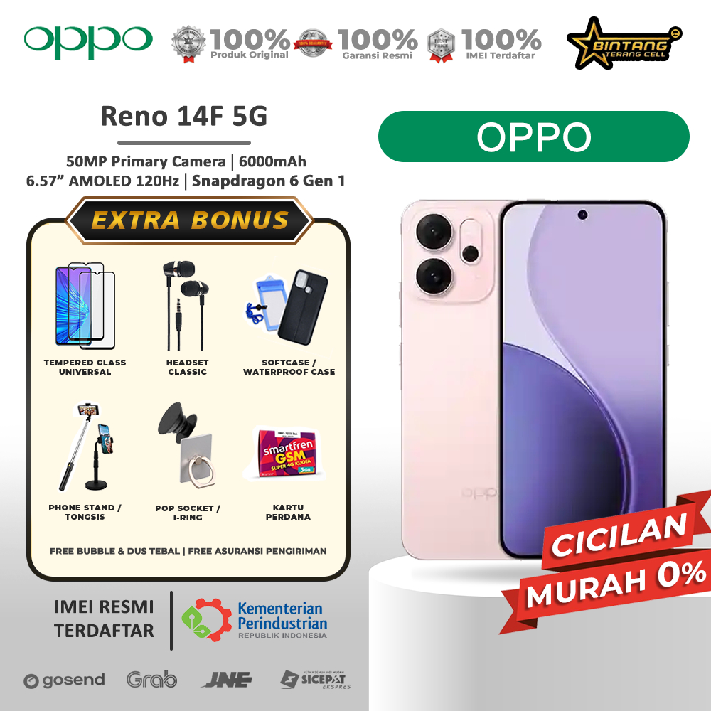 Oppo Reno 14F 5G RAM 12/512GB reno14f 5G RAM 8/256GB RAM 8/128GB RAM 12/256GB Garansi Resmi