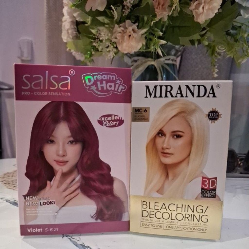 Paket Pewarna Rambut Salsa Violet + Bleaching Miranda Mc 6