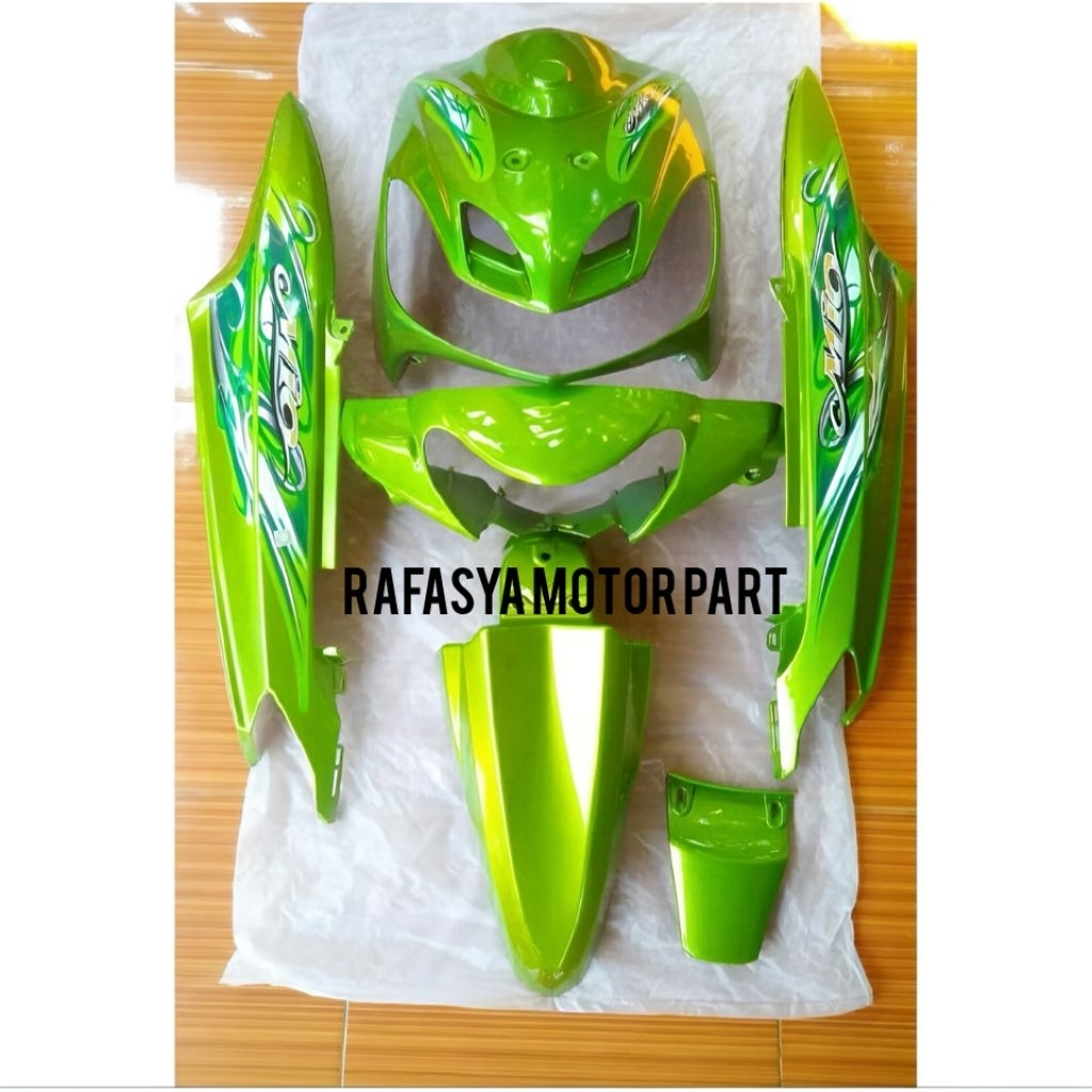 Full body halus yamaha mio smile hijau plus stripping/fullset body halus mio smile hijau stripping