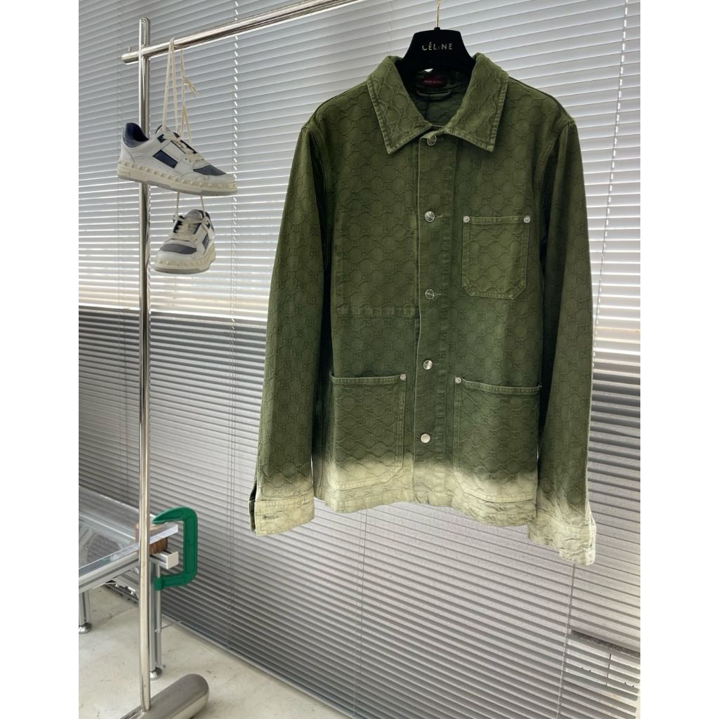 Kemeja Outer Lengan Panjang Denim Pria Gucci