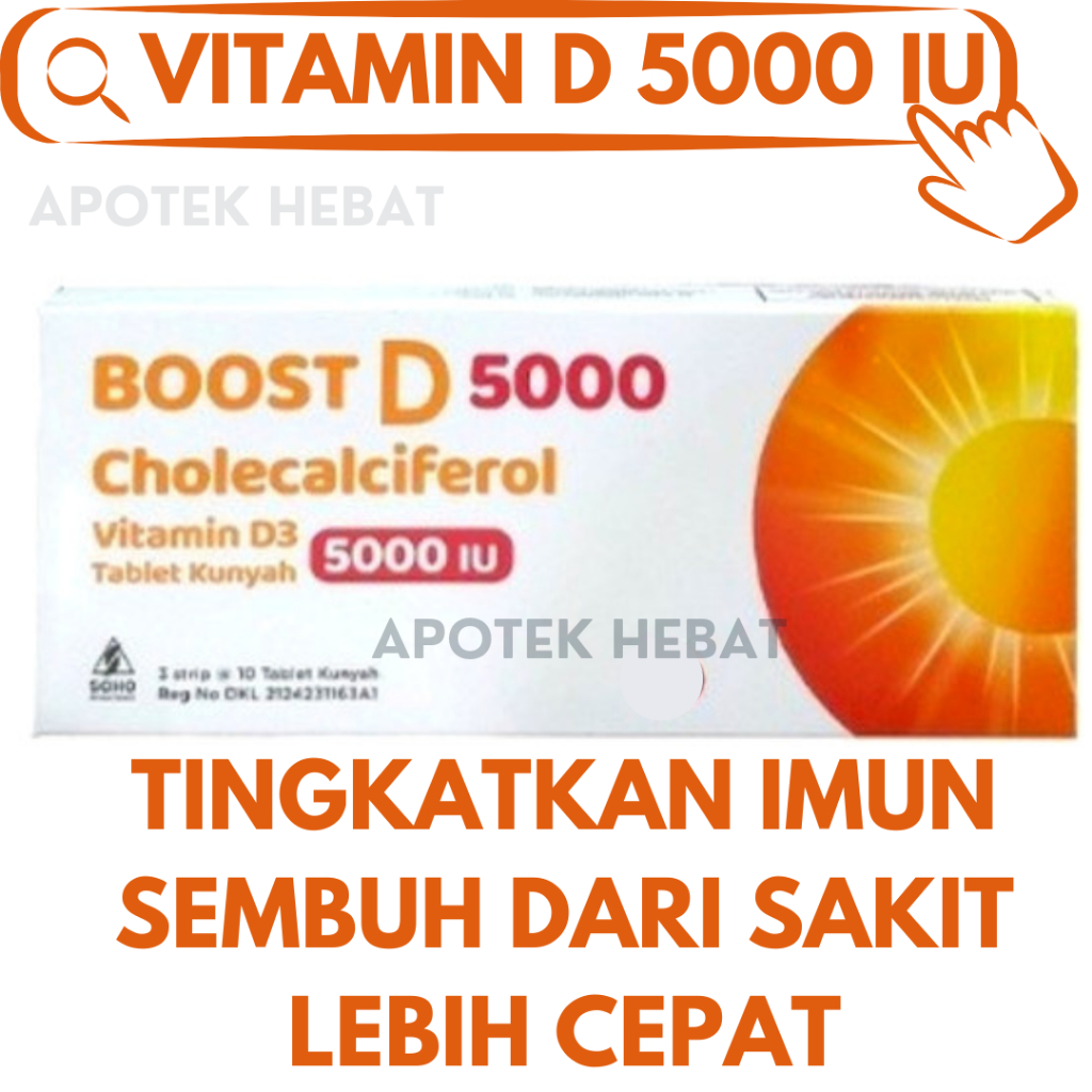 Boost D 1000 IU- Vitamin D3 1000 IU - Tablet Kunyah Rasa Jeruk Vitamin D3