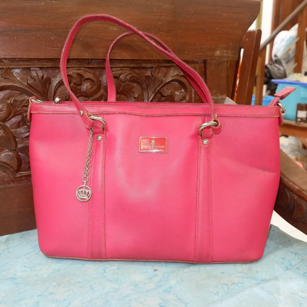 PL Bag Tote Bag Tocco Toscano Brand Italy Pink Fuschia Kulit Asli