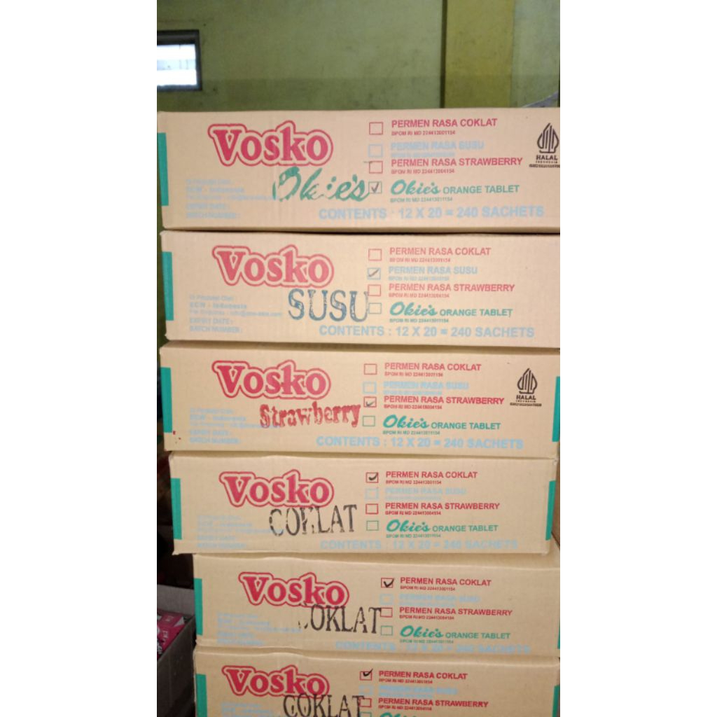 PERMEN VOSKO | PERMEN JADUL RASA SUSU, STRAWBERRY, JERUK, COKLAT