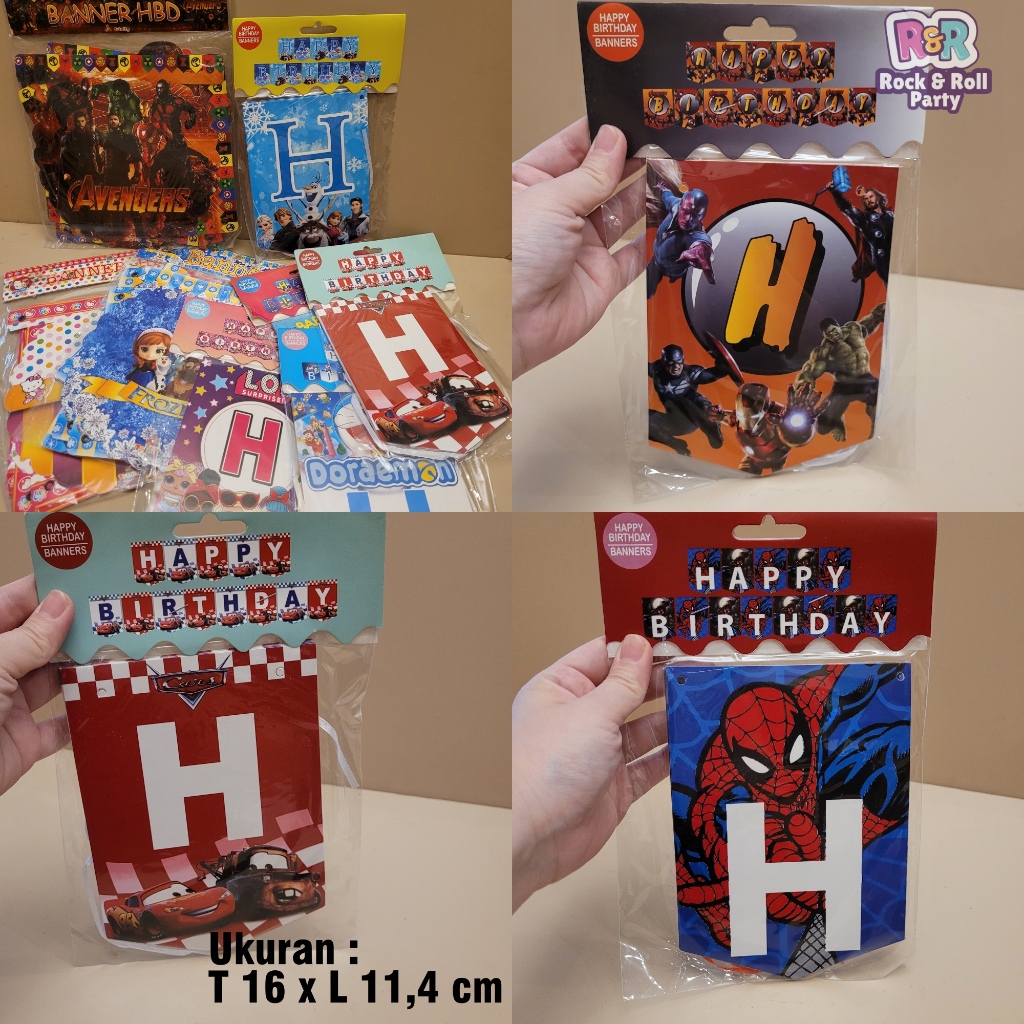 Banner HBD KARAKTER ANAK BANNER HAPPY BIRTHDAY  SPANDUK ULANG TAHUN 186