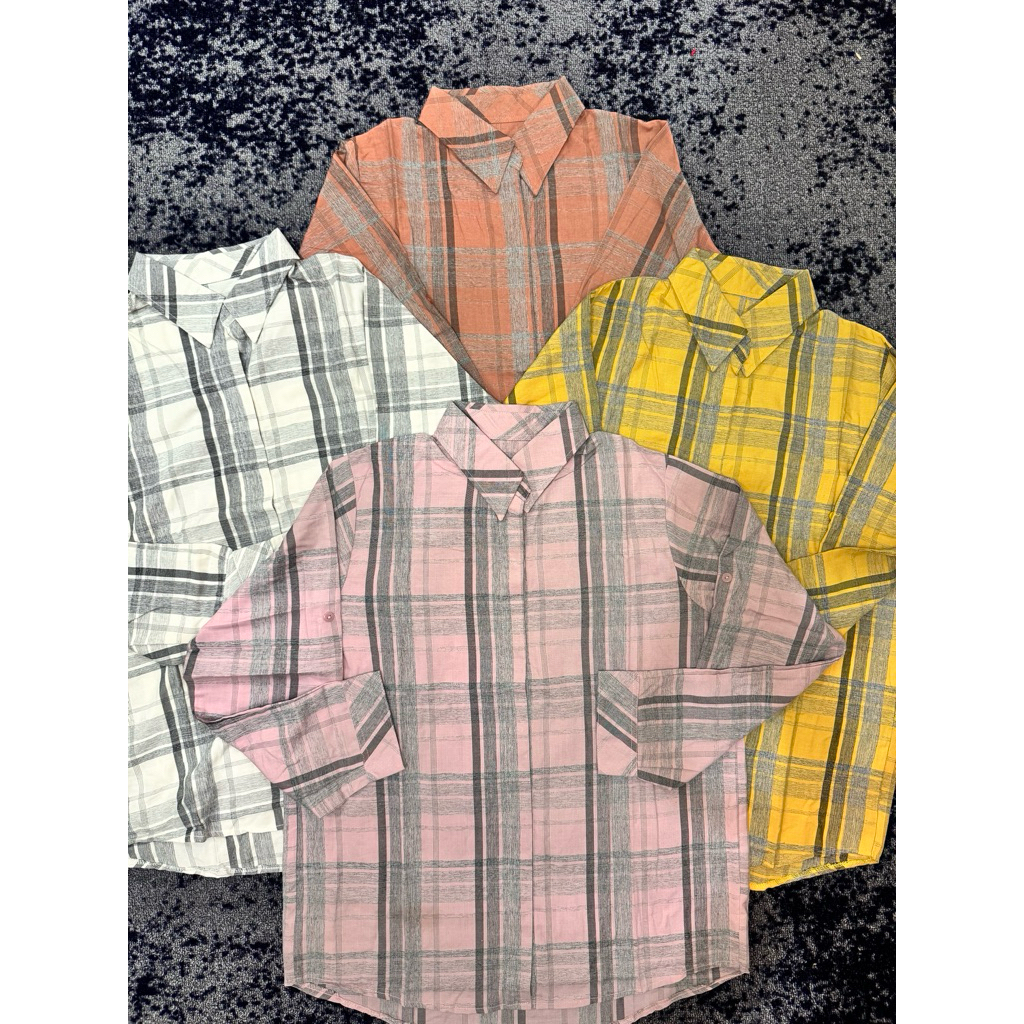 NISAYRA - Sissy Kemeja Katun Motif Kotak Wanita Lengan Panjang Kekinian