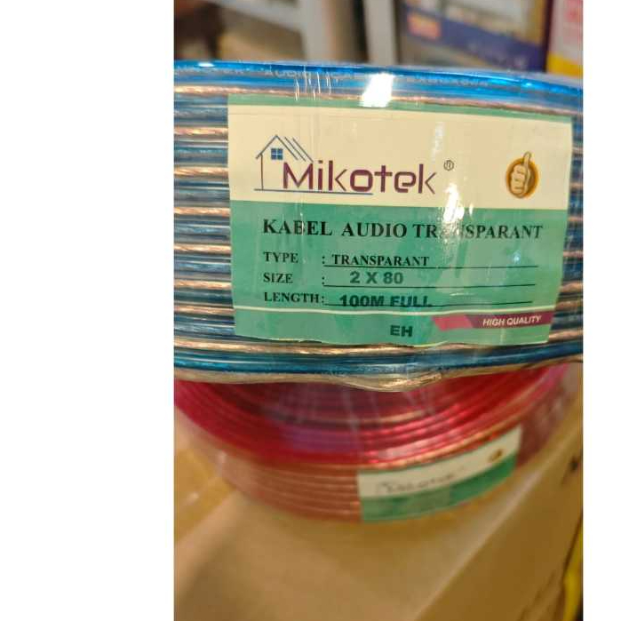 MIKOTEK KABEL AUDIO TRANSPARAN/KABEL LISTRIK SERABUT TRANSPARAN 2X80 100 METER