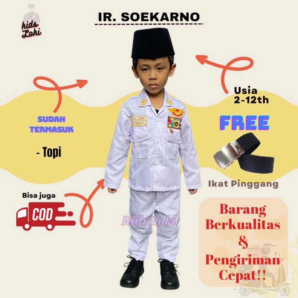 baju sukarno seragam presiden sukarno baju profesi anak baju pahlawan pakaian anak laki-laki pakaian