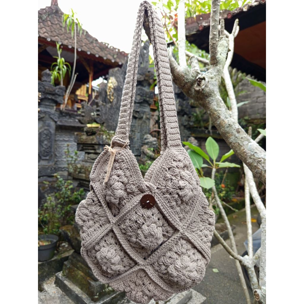 Tas Rajut bunga timbul 3D