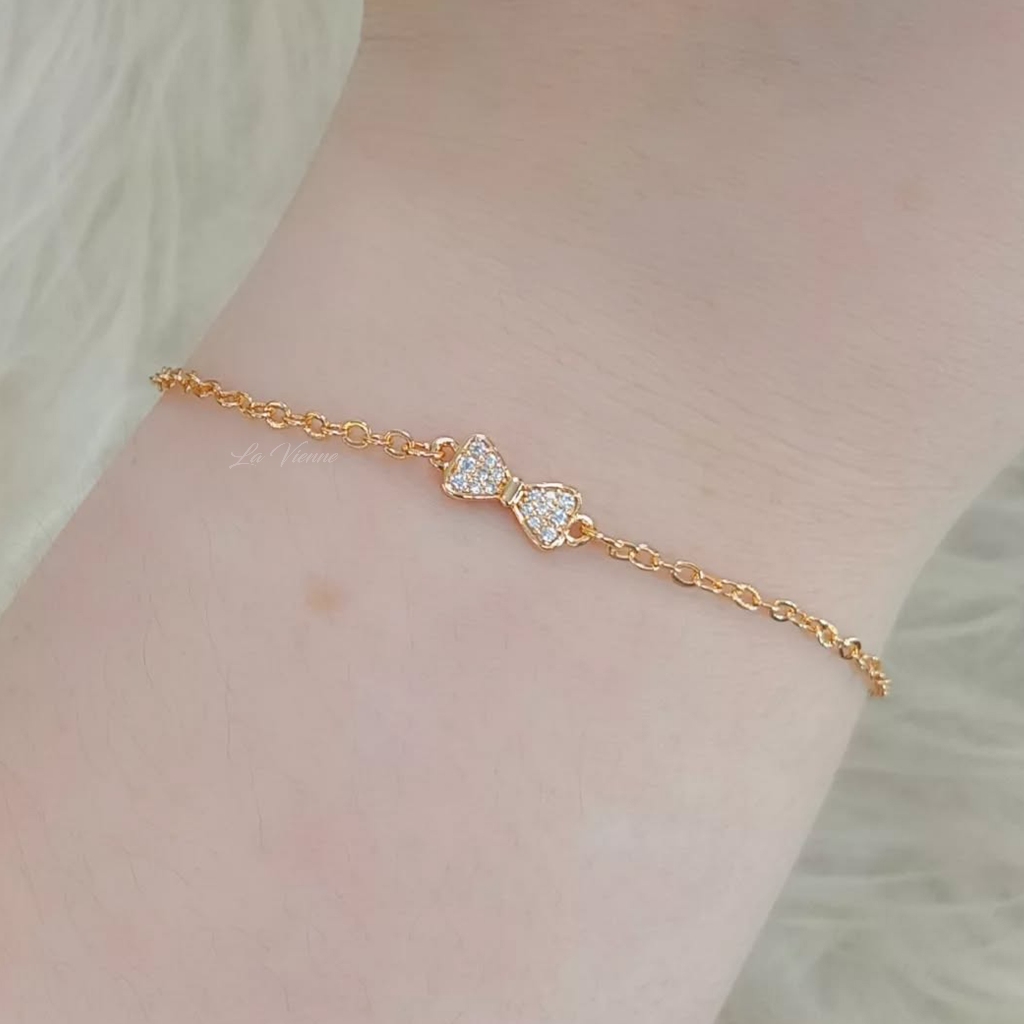 La Vienne - Pita Tieme - Gelang Serut Titanium Wanita Anti Karat - Perhiasan Perempuan Elegan Mewah