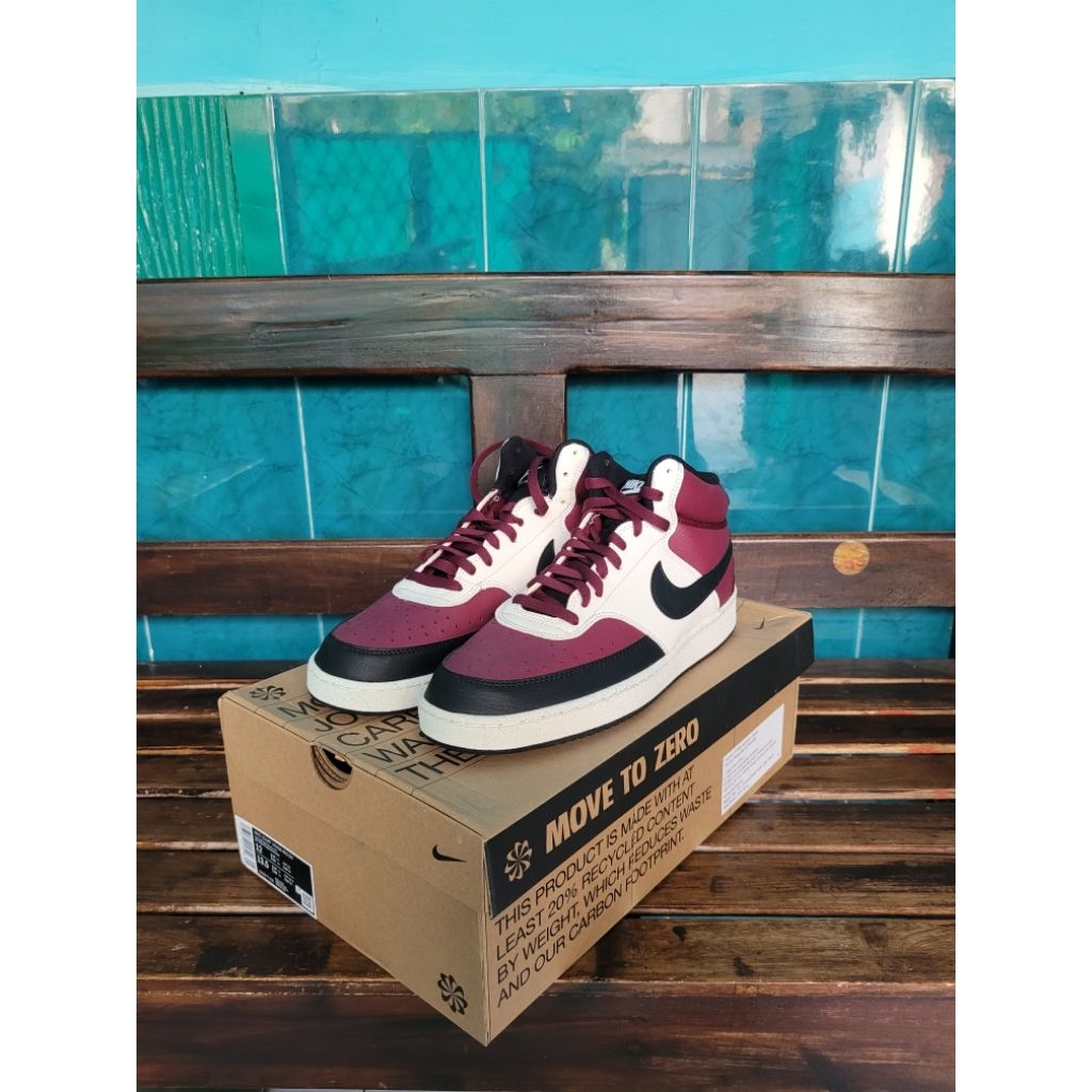 Sepatu Sneakers Pria ORIGINAL NIKE Court Vision MID Next Nature DARK BEETROOT/Maroon [DN3577 600] Si