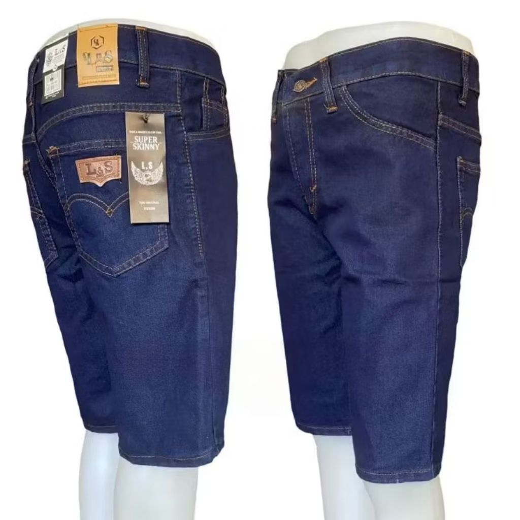 celana pendek jeans pria dewasa/ celana pendek bawah lutut