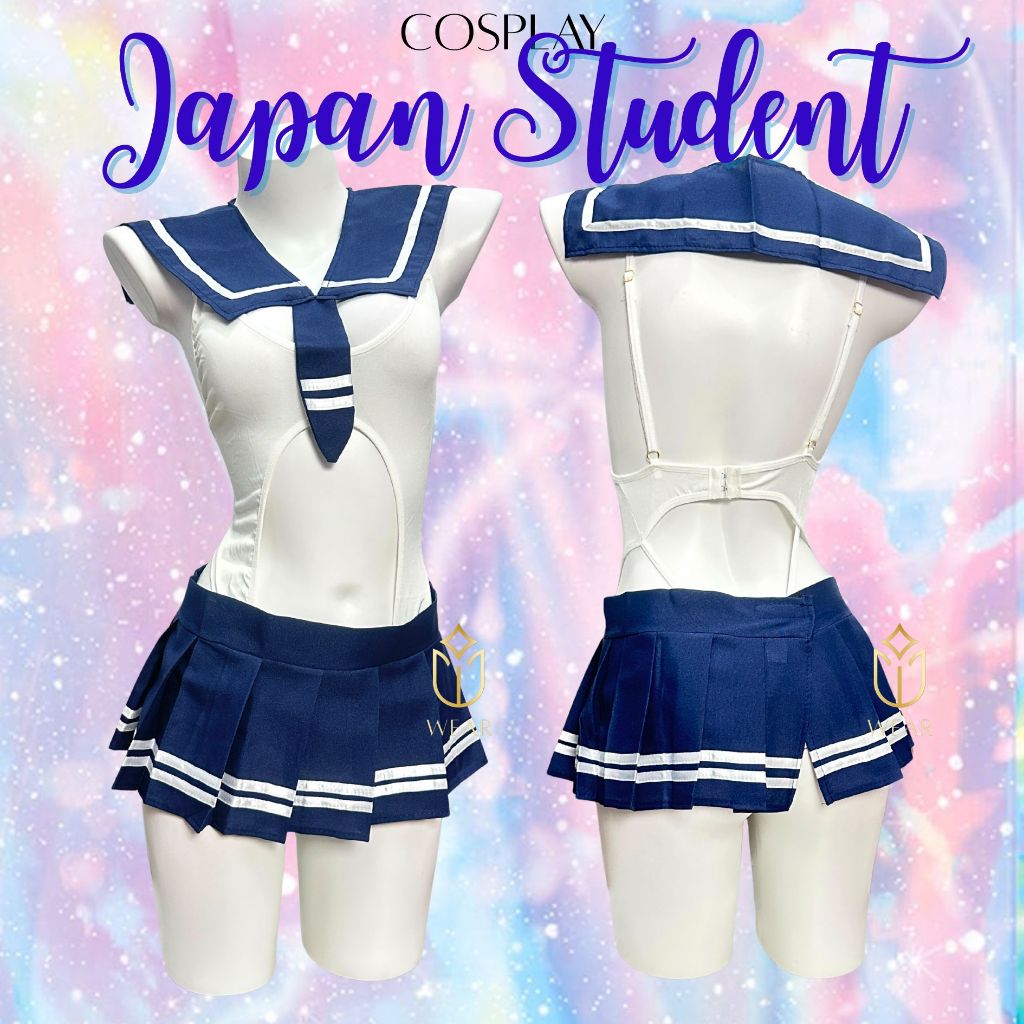 LINGERIE COSPLAY JAPAN STUDENT NAVY OPEN CROTCH / lingerie hot kostum seragam wanita dewasa sexy ope