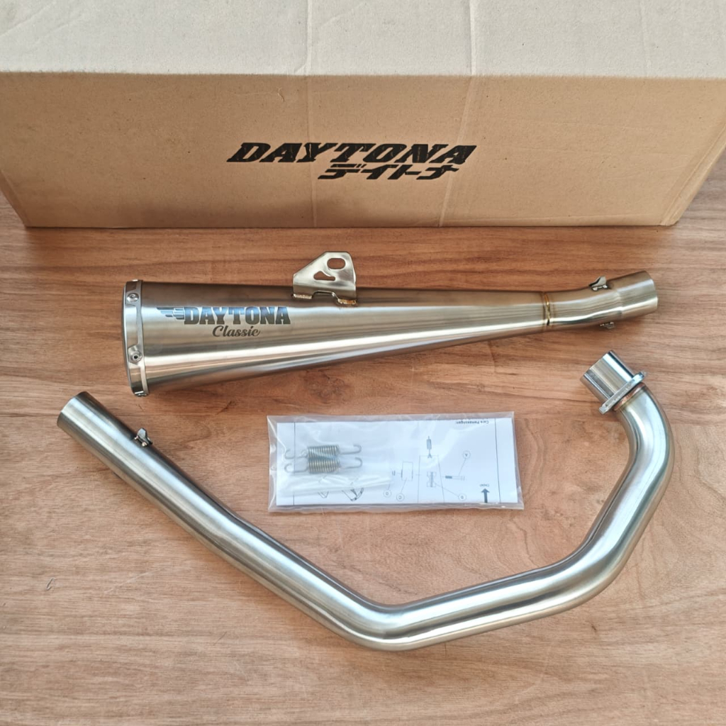 DAYTONA KNALPOT RACING GP TAPER CLASSIC FULL SYSTEM KAWASAKI W175 ASLI ORIGINAL 100% RACING