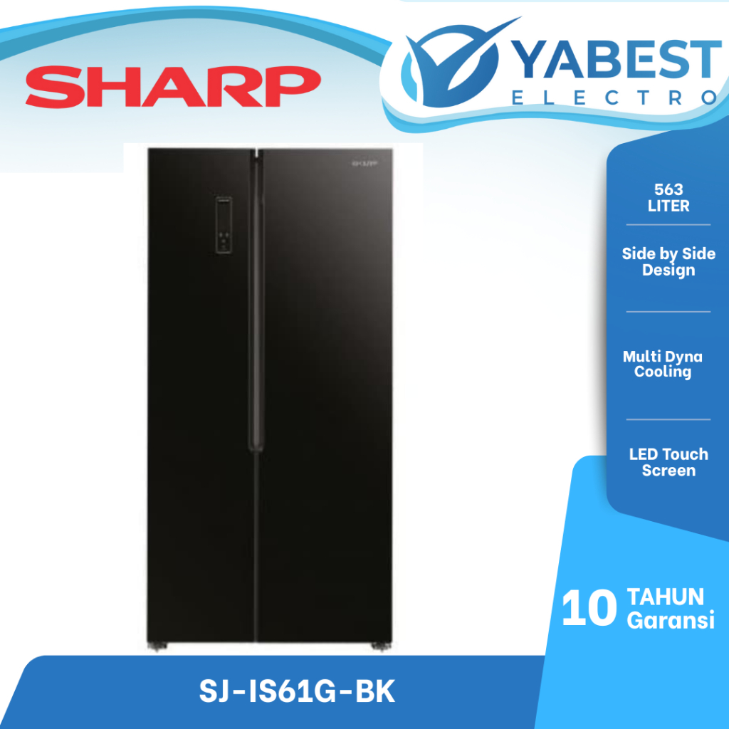 Sharp Kulkas 2 Pintu Side By Side 563/524L SJIS61GBK