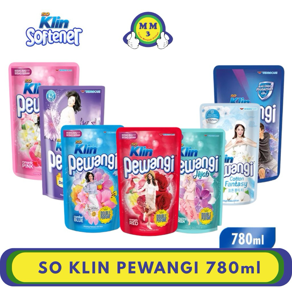 SoKlin Pewangi pakaian 800ml Pouch Reff -Pink |Act. Sport |Hijab Green |Energetic Red |Coton Fantasy
