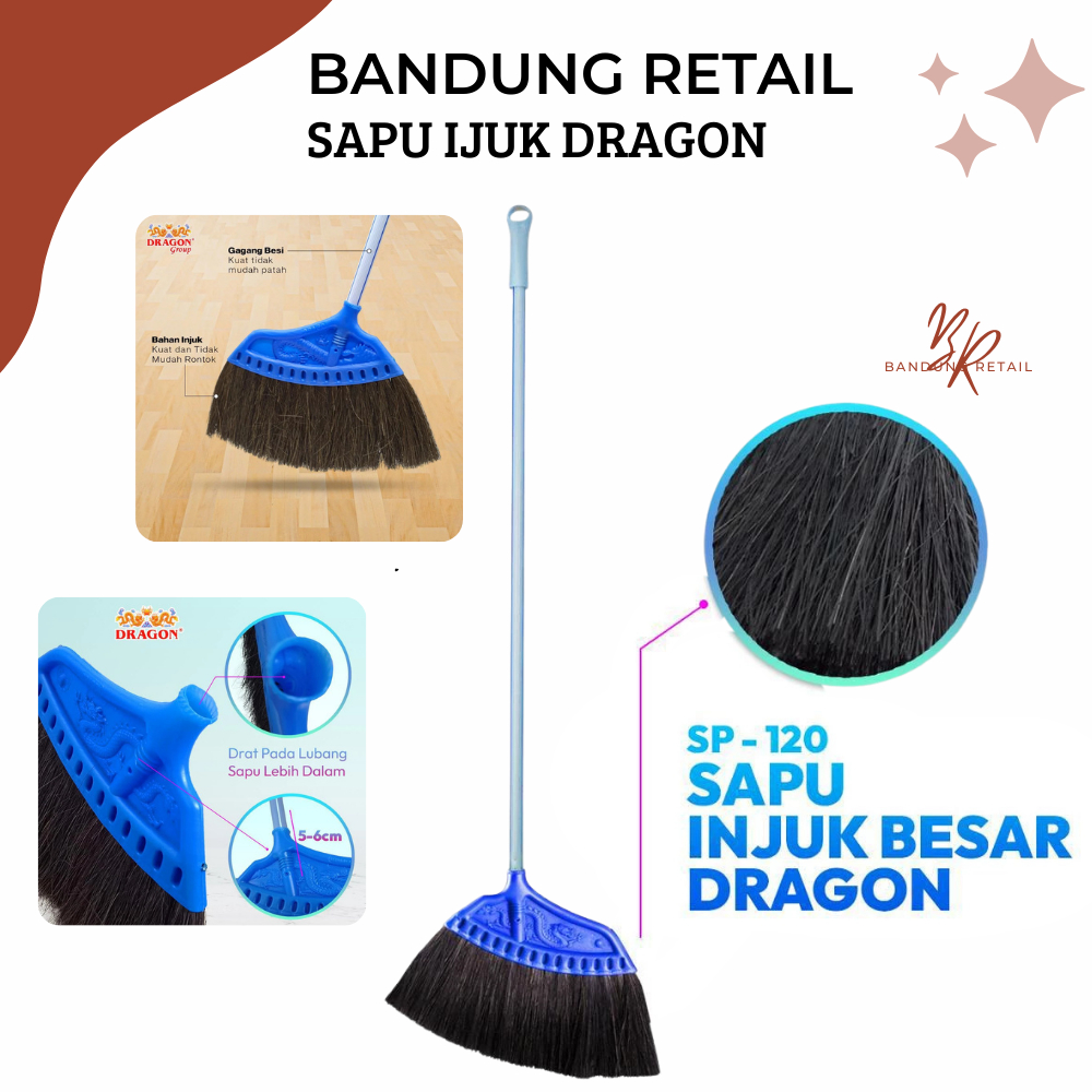 DRAGON Sapu Injuk Anti Rayap | Sapu Ijuk Dragon Pembersih Lantai Serbaguna | Dust Remover SP120