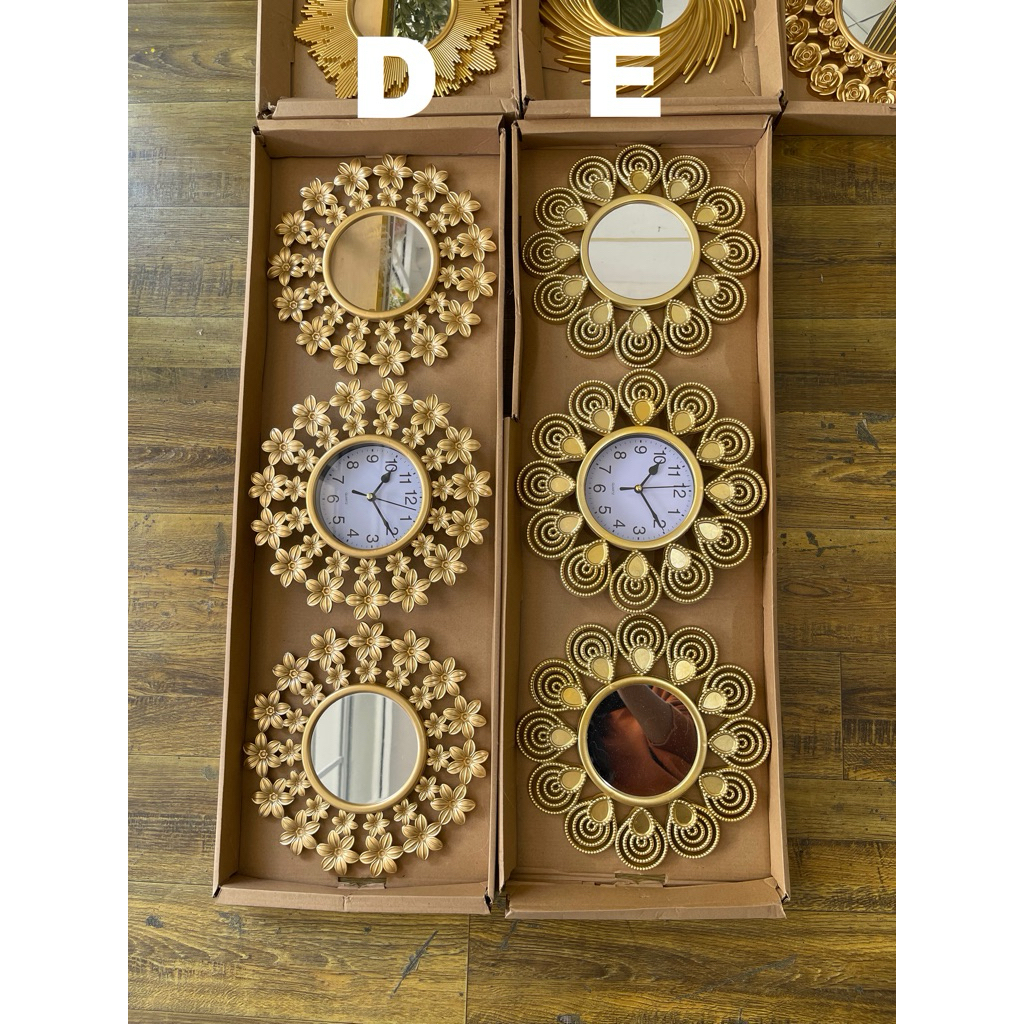 cermin dekorasi set jam