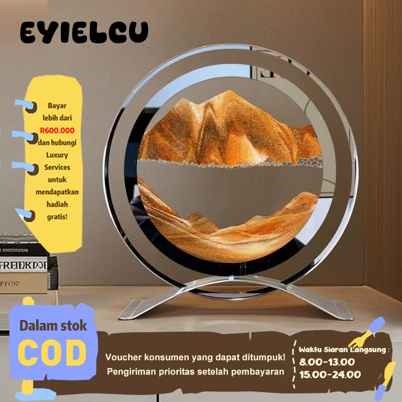 Eyre Lukisan Pasir Kaca Elegan - Dekorasi Meja Ruang Tamu & Kabinet TV