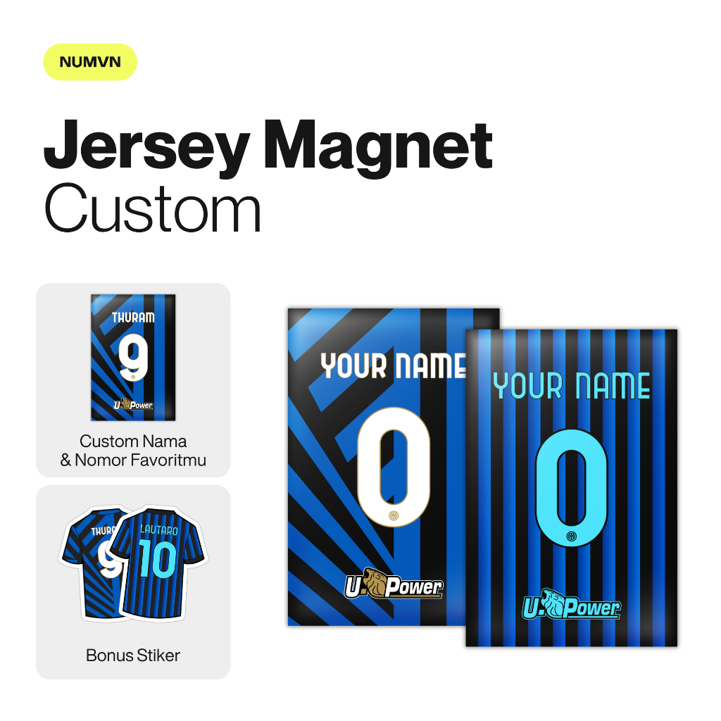 Jersey Magnet Inter Milan Custom Nama & Nomor | Bonus Stiker Gratis
