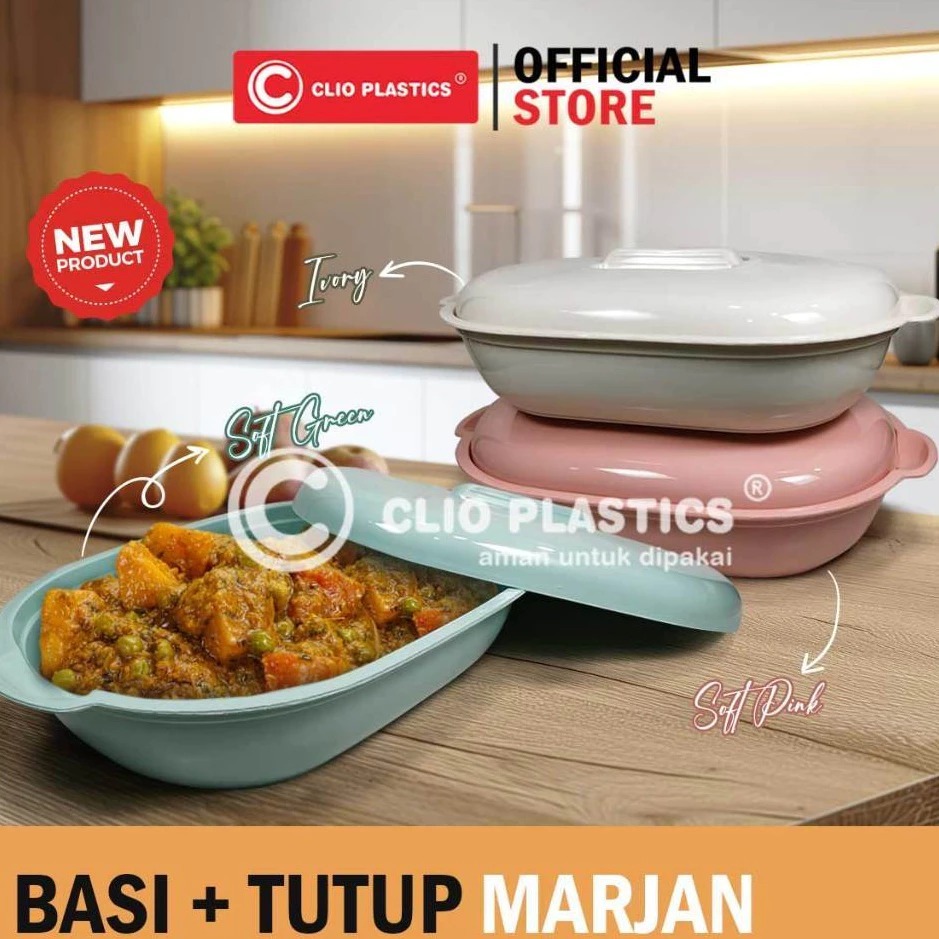 BELLA | BASI TUTUP MARJAN CLIO | WADAH sayur Set + Tutup Basi marjar Clio tempat sayur JUMBO TEBAL.