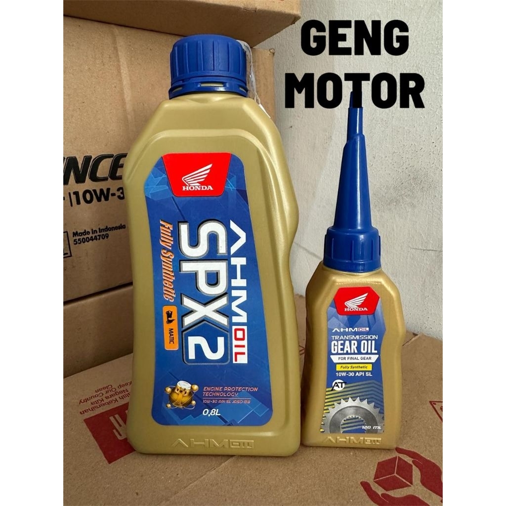 Paket Oli Motor AHM SPX2 Matic 800ml+oli gear SPX2 120 ml