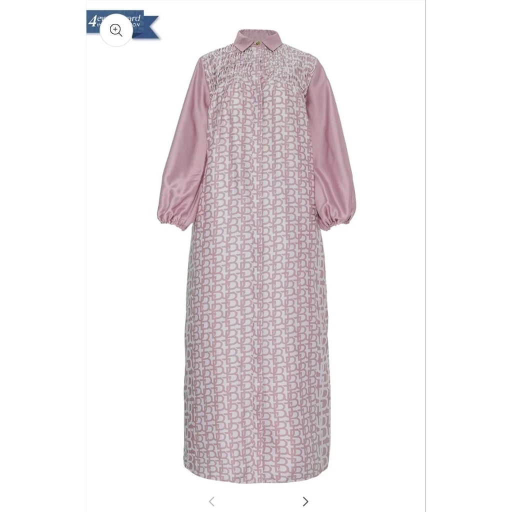 benang jarum monogram smock dress mauve size s