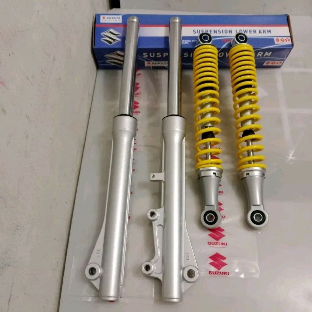 SHOCK DEPAN+BELAKANG SUZUKI SMASH 110 NEW SMASH NEW SMASH TITAN KUNING TINGGAL PASANG