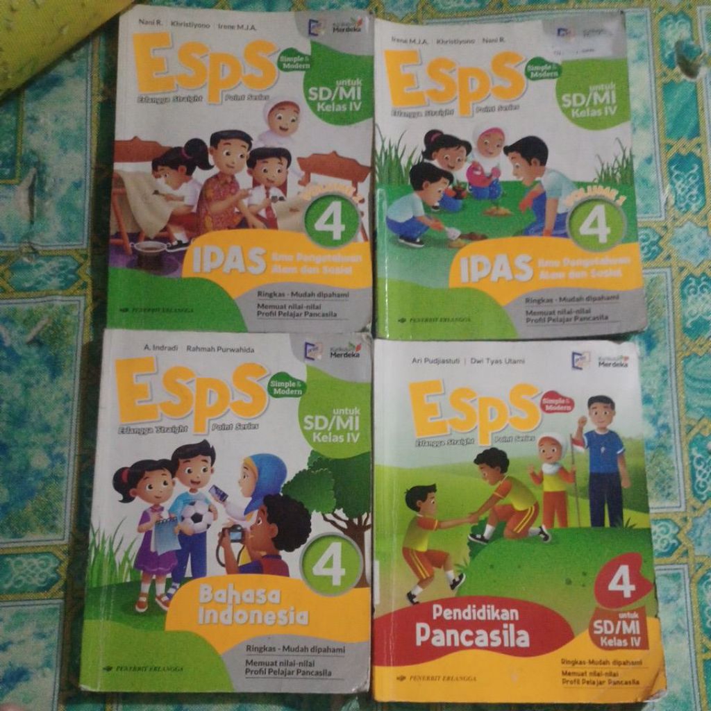 Esps Ipas vol 1 &2, b.Indo, pkn Kelas 4 Untuk Sd/Mi Kurikulum merdeka