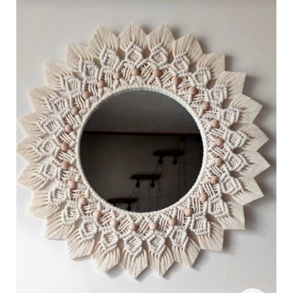 macrame wall hanging mirror | macrame hiasan dinding aesthetic dekorasi rumah kaca