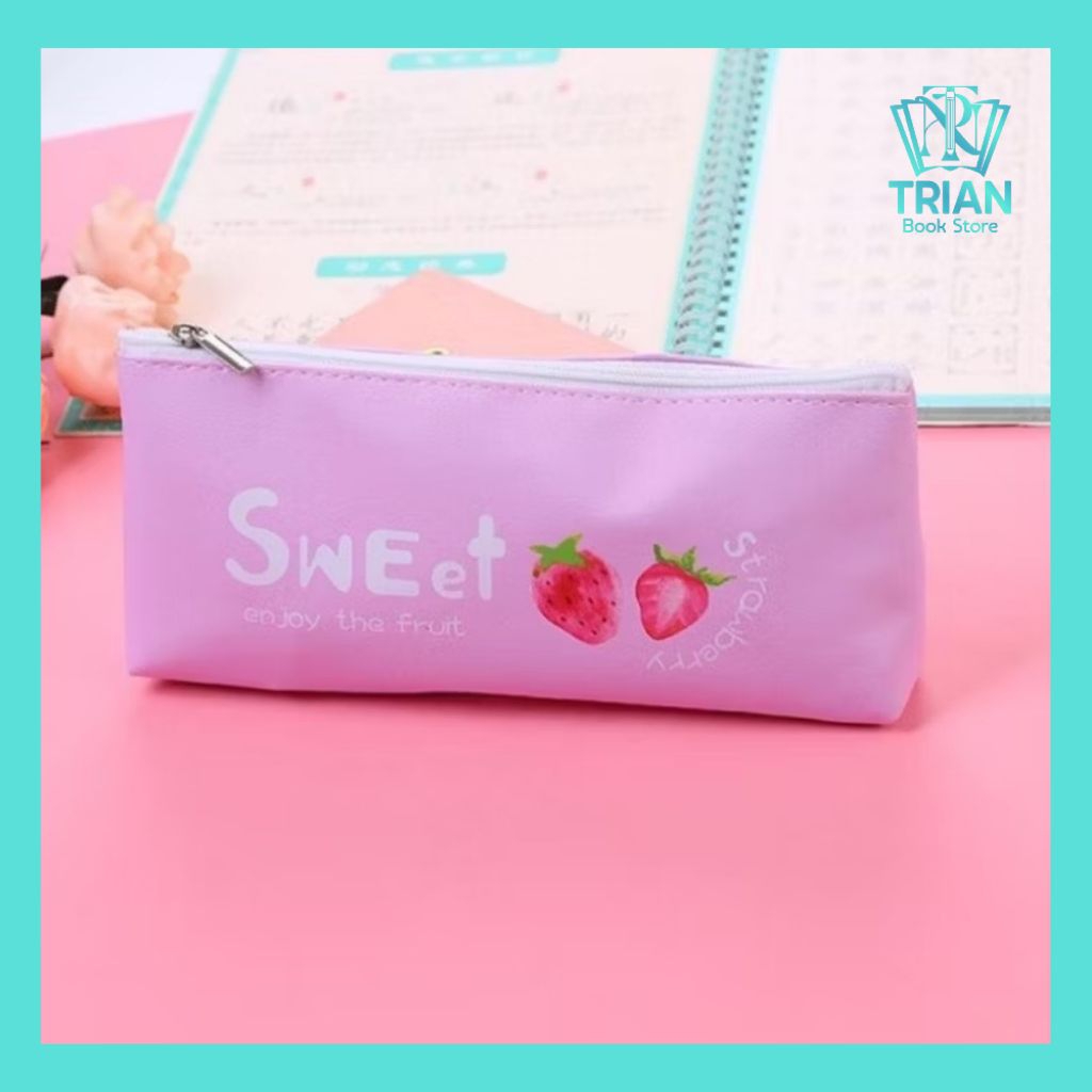 PENCIL CASE MOTIF BUAH TEMPAT PENSIL KOTAK WADAH ALAT TULIS SEKOLAH KULIAH KANTOR UNIK AESTHETIC LUC