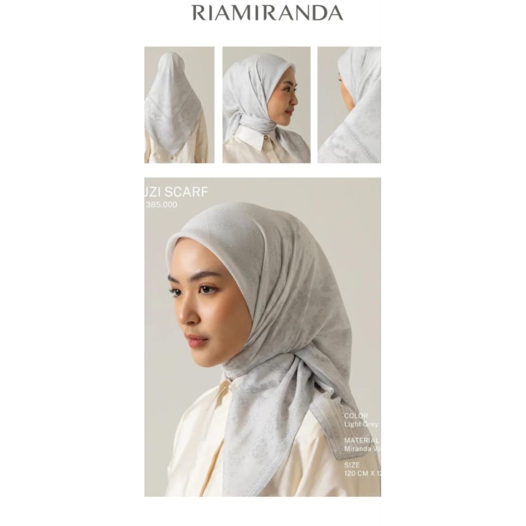 Promo Sale Hijab Ria Miranda Ruzi Scraft Light Grey