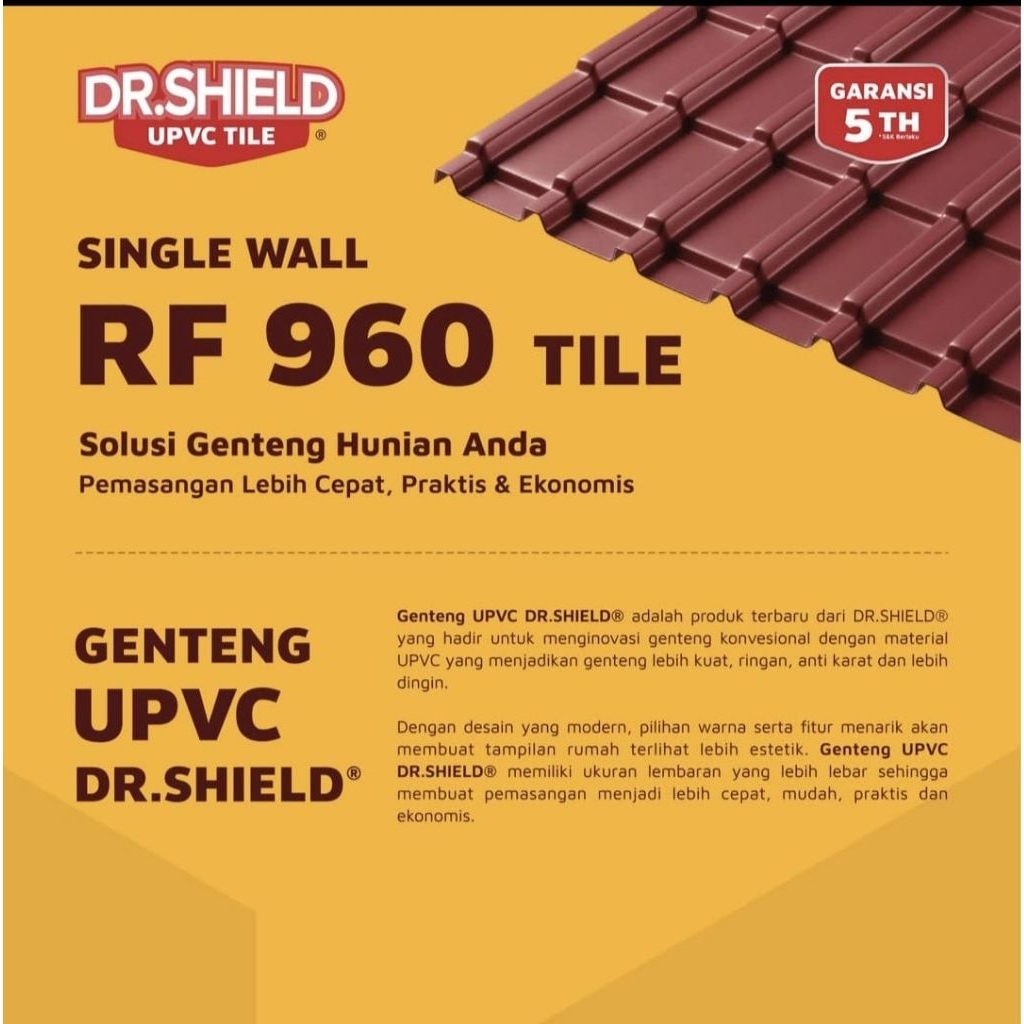 Genteng Dr. Shield UPVC RF 960 Tile 21 lembar