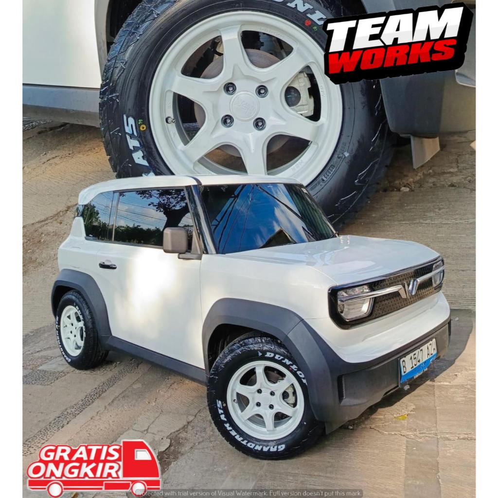 VELG RACING HSR STY RING 14 LEBAR 55 ET35 BUAT MOBIL VINFAST ALYA KARIMUN VELEG RING 14 GLOSSY WHITE