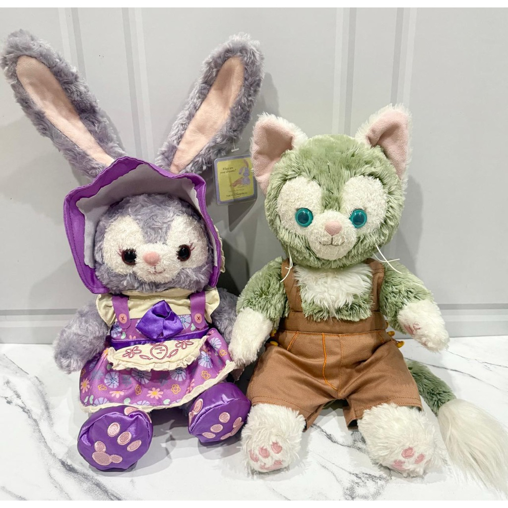 Boneka Plushie Gelatoni Kostum Coklat & Stella Lou Kostum Ungu Tokyo Disney Sea