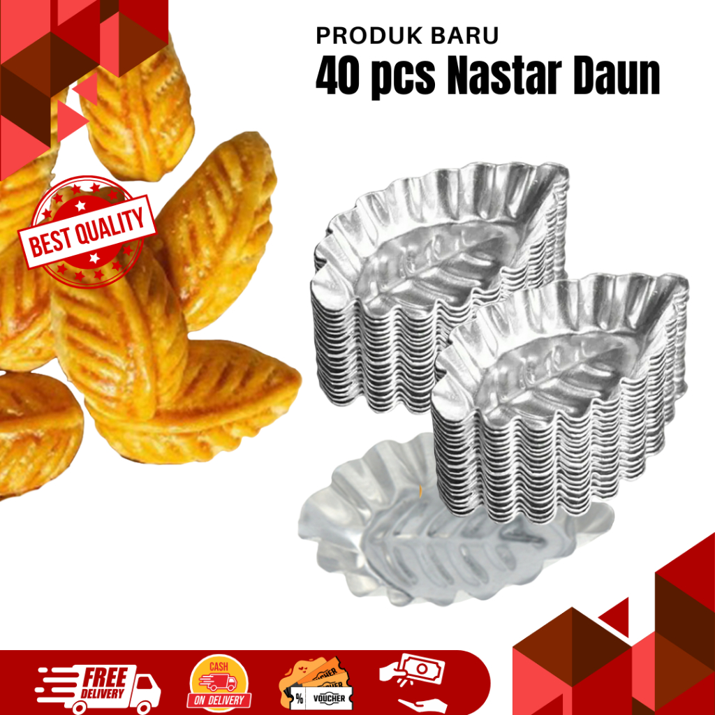 40pcs Cetakan nastar daun besar / cetakan nastar daun besar / loyang nastar bentuk daun