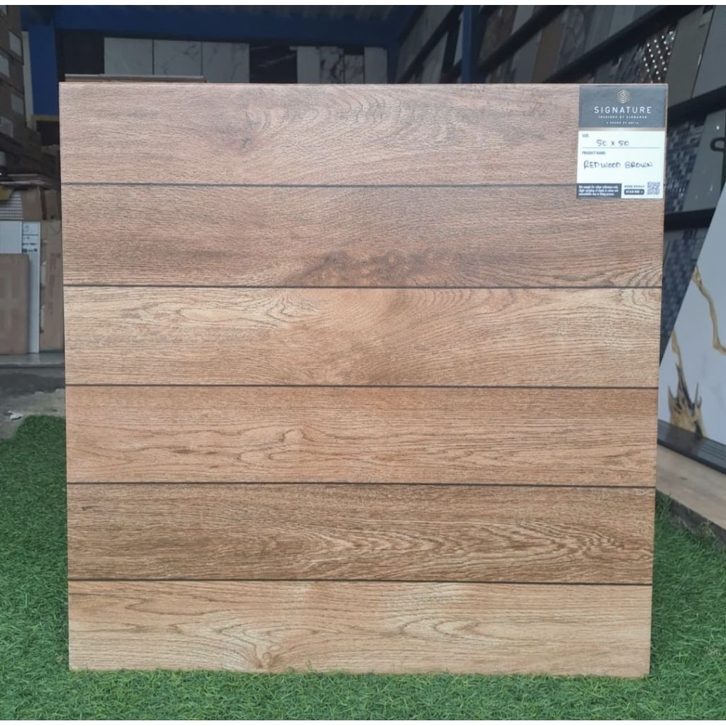 Keramik Lantai 50x50 Redwood Brown || Signature