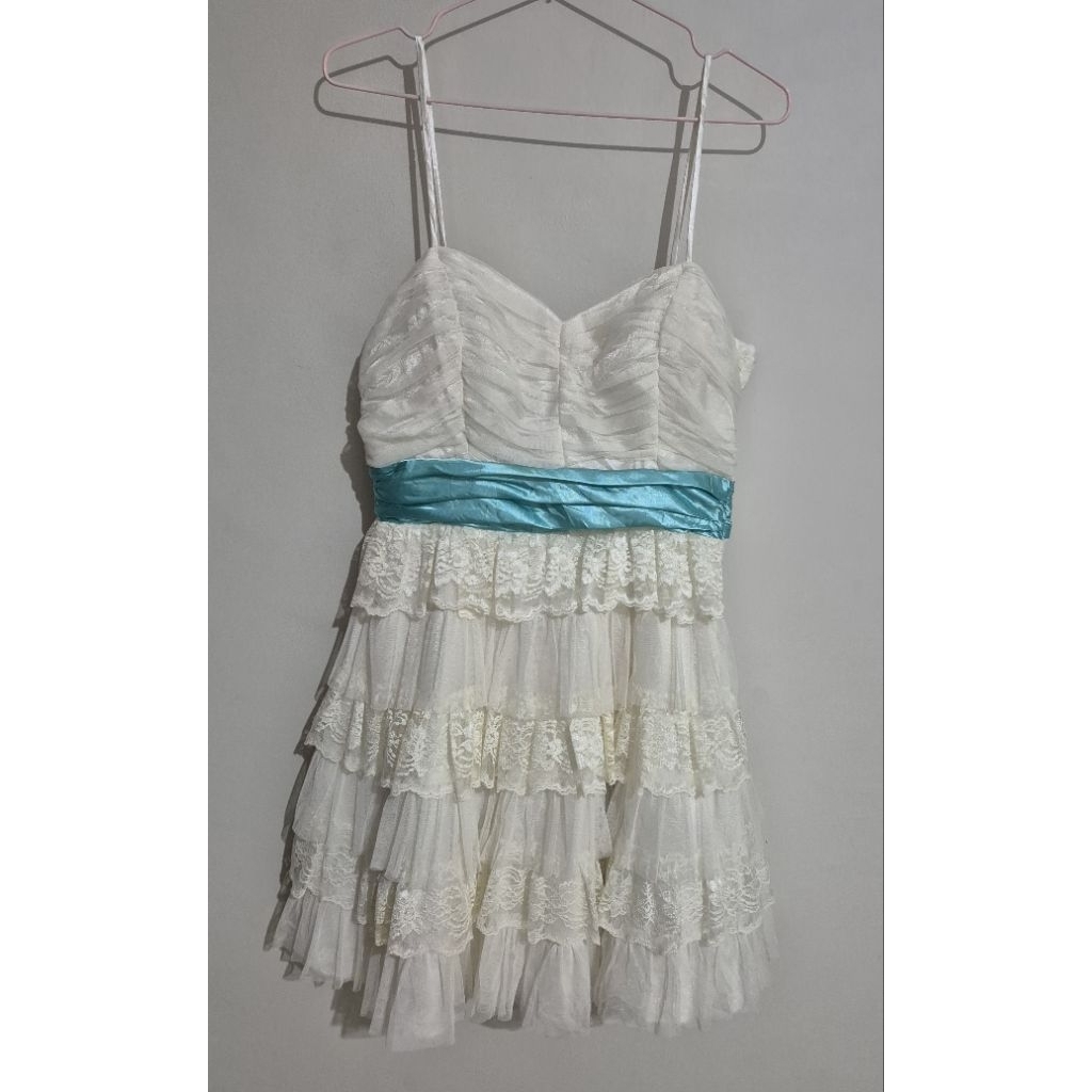 Preloved - Dress Mini Putih pita tosca (Remaja)