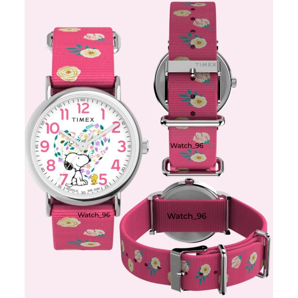 Timex x Peanuts Timex Weekender Floral 38mm Fabric Strap Watch TW2W83100