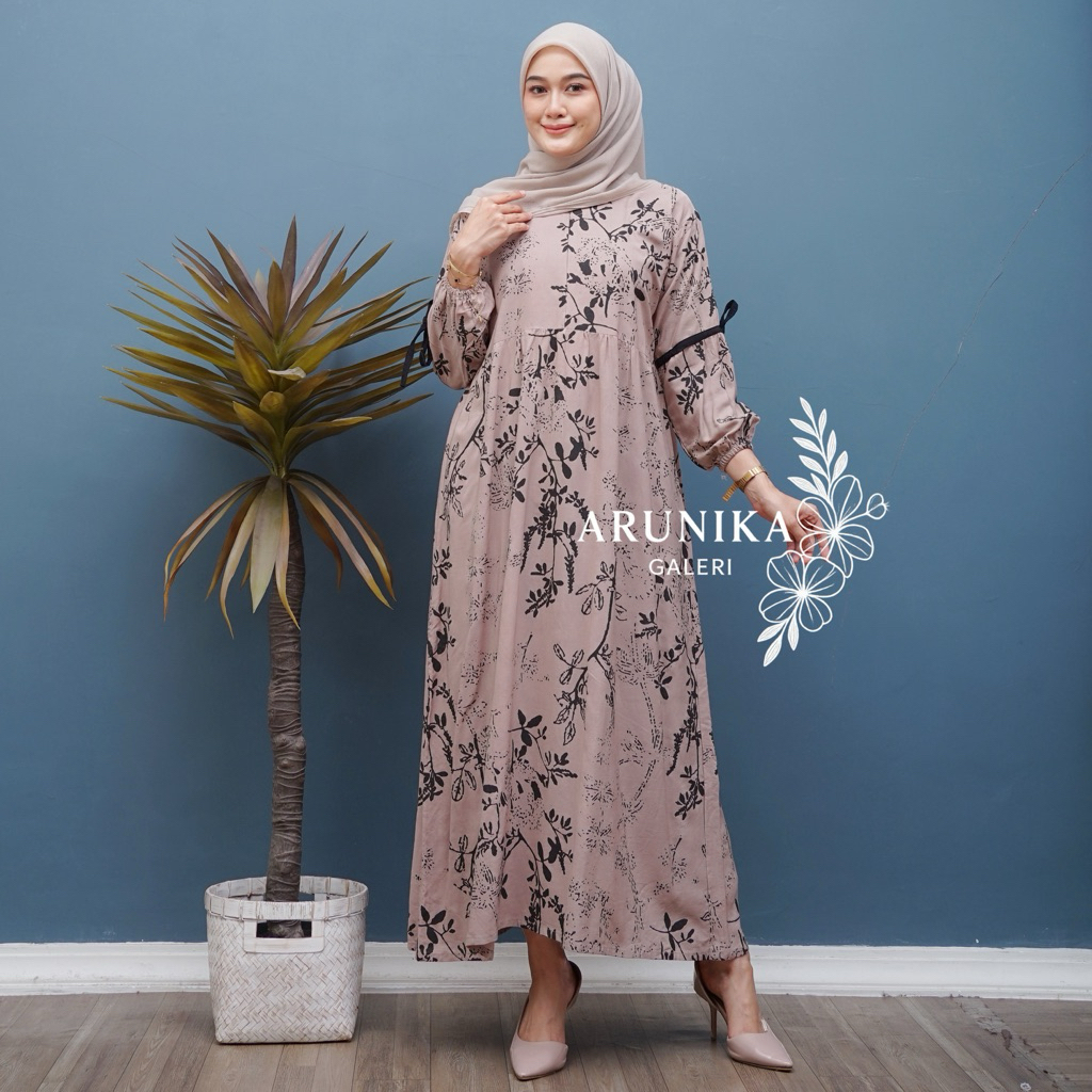 GAMIS NIRMALA - RAYON PREMIUM - DRESS BATIK KOMBINASI TALI LENGAN - BUSUI - JUMBO LD 130 - HOMEDRESS