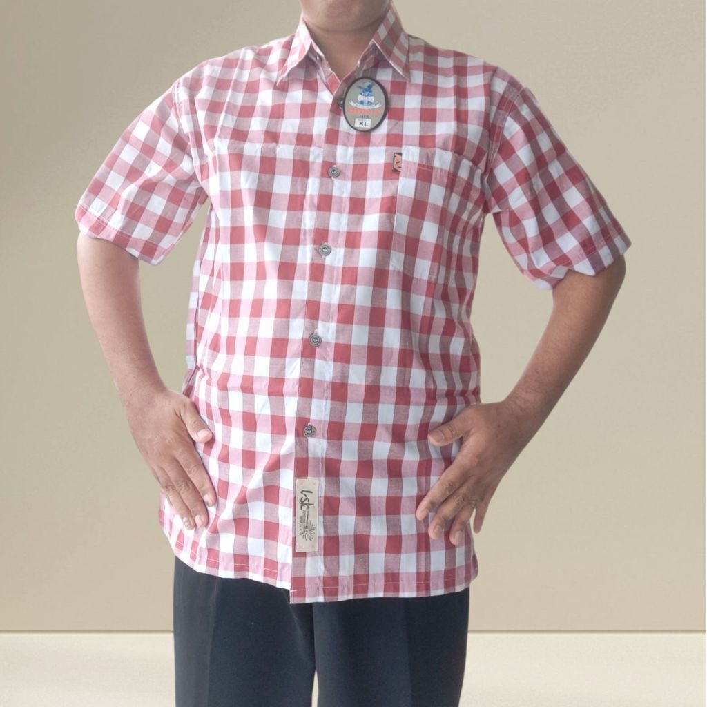 Kemeja Baju Dewasa Laki Pria Motif Viral Kotak Kotak Garis