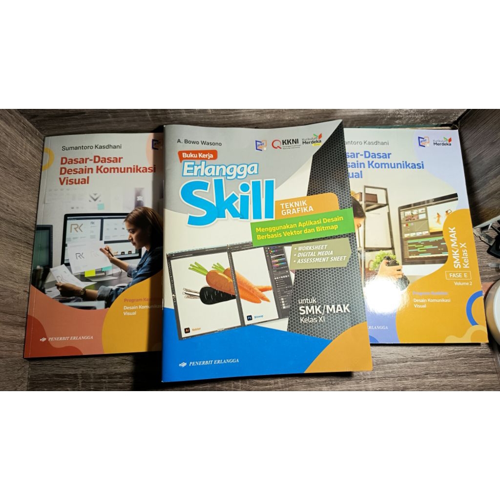 Bundle Buku DKV Erlangga (3 Buku) – Dasar DKV Vol.1 & Vol.2 + Erlangga Skill Teknik Grafika