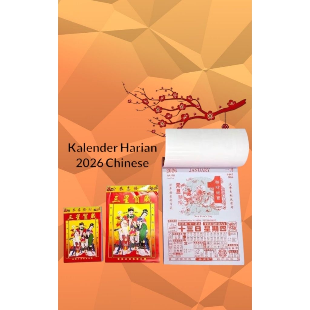 Kalender Harian Sobek Cina 2026 Tahun Kuda / Kalender Gantung Robek Hari Unik & Elegan