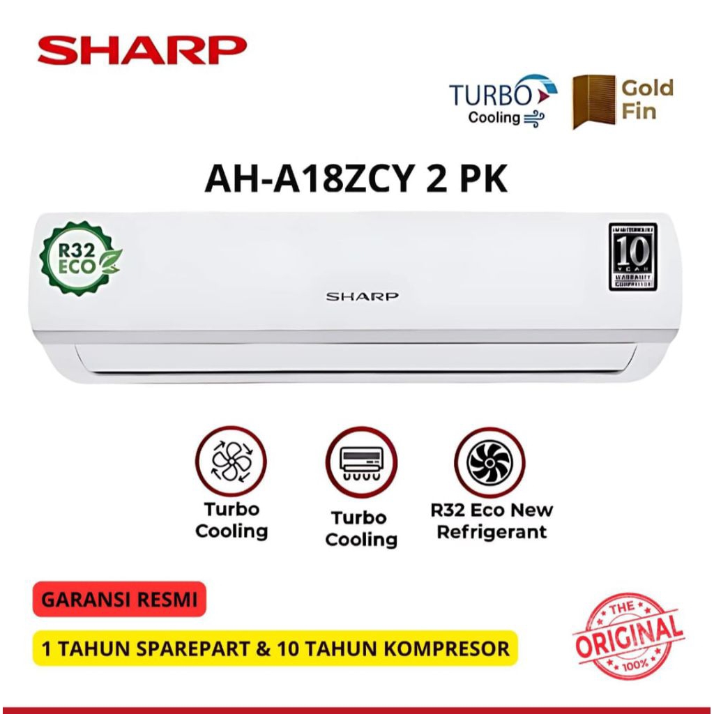 AC SPLIT SHARP AH-A18ZCY 2 PK FREON R32 (GARANSI RESMI)