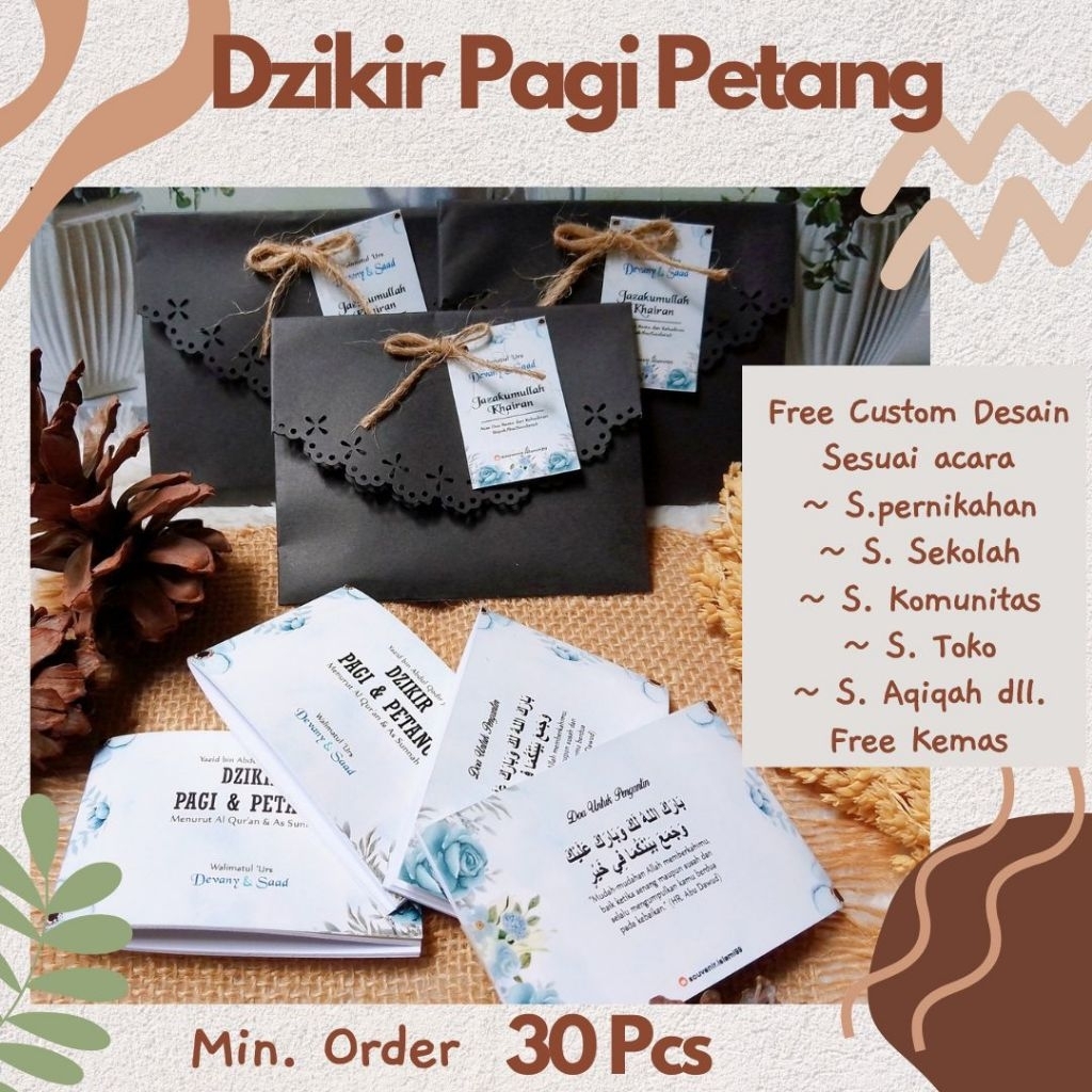 SOUVENIR DZIKIR PAGI PETANG CUSTOM KEMAS AMPLOP / PLASTIK