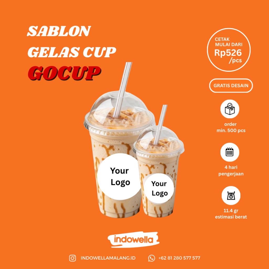 Sablon Gelas Plastik | Gelas PP Gocup | Sablon 1 Warna | Custom | Gelas Minuman Panas