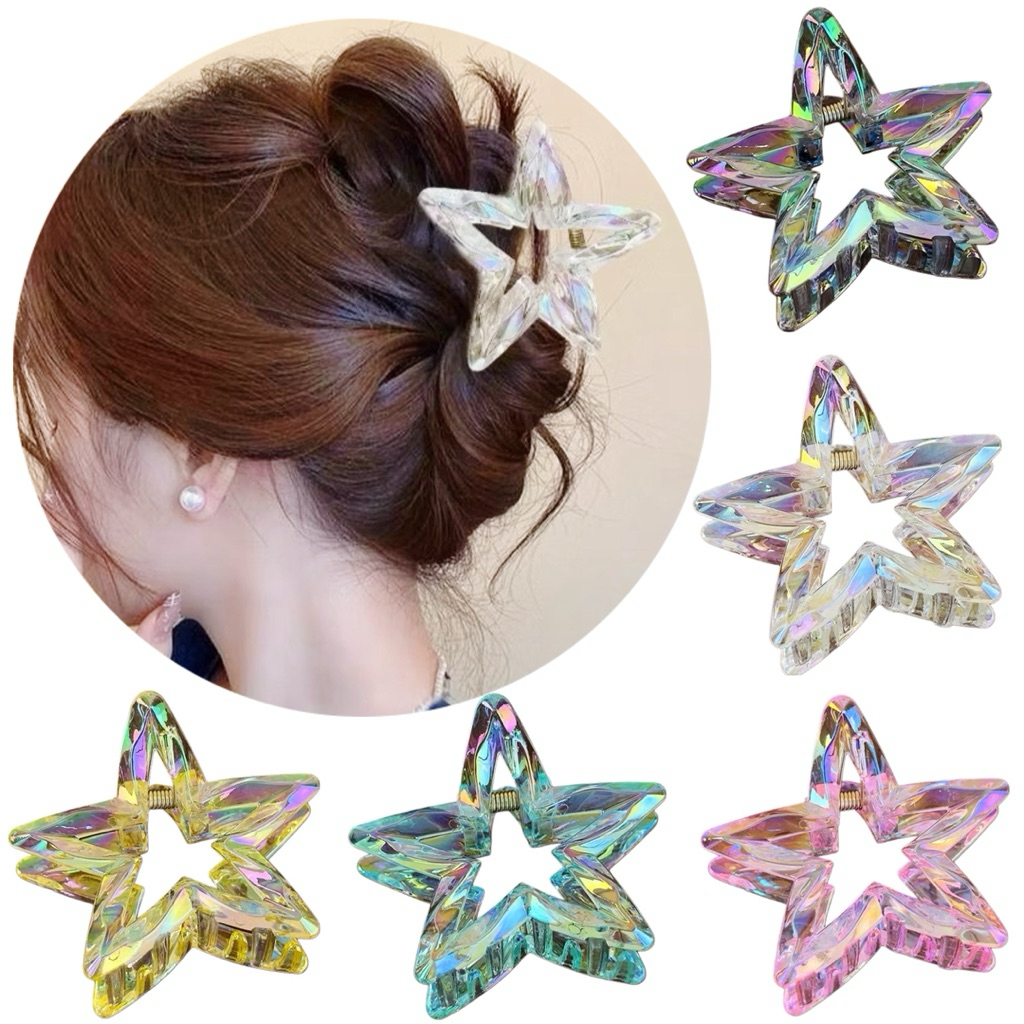 Jedai Bintang Holo Starlux Jepitan Rambut Star Hologram Jepit Rambut Jepitan Badai Hairpin 7cm