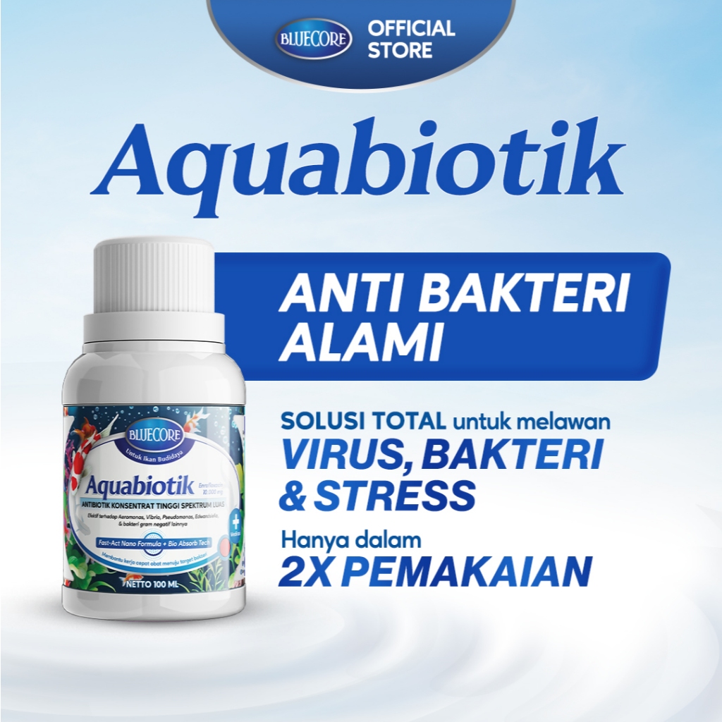 Bluecore Aquabiotik – Obat Ikan Luka dan Jamur Untuk Ikan Lele, Ikan Nila