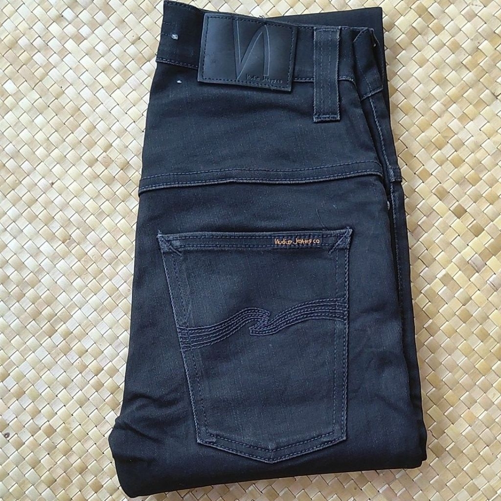 Celana jeans WAnita Nudie jeans Thin Finn ORG Black Ring jeans cewek size tag 27